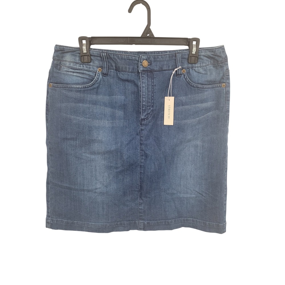 Jones New York Sport Blue Denim Stretch Straight Skirt 12 NWT Medium Wash #8